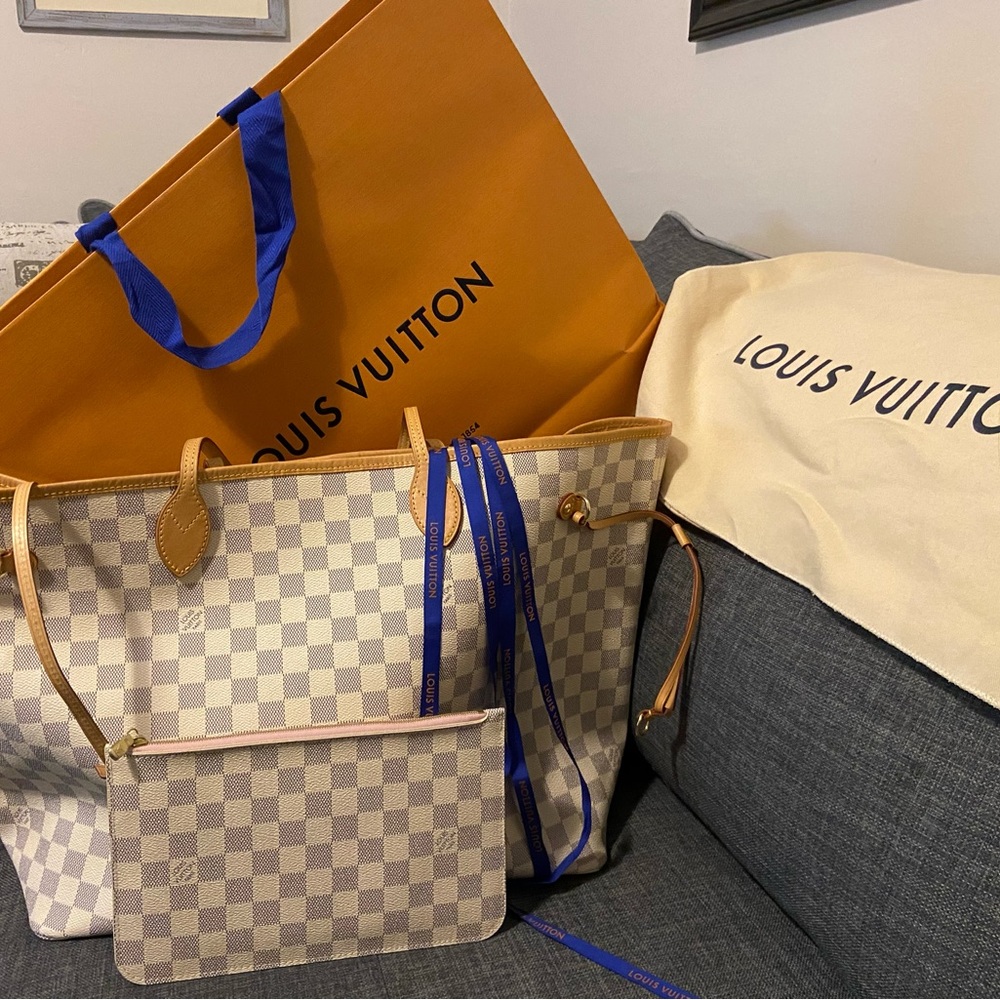 LOUIS VUITTON Neverfull GM Damier Azure Rose Ballerine M41234